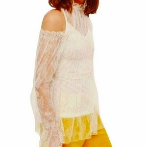 Topshop Lace Cold Shoulder Top